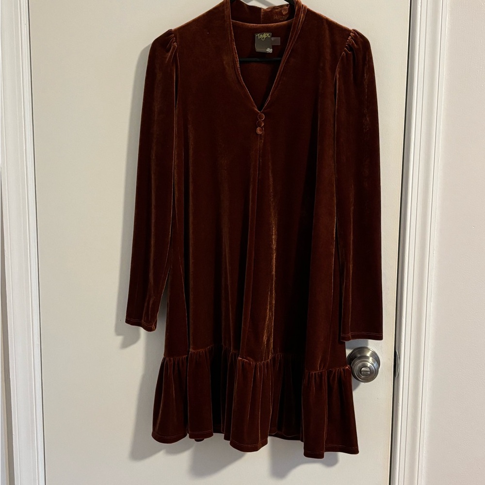 Taylor Velvet Dress in Deep Brown